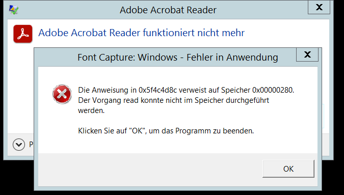 Fehler In Anwendung Die Anweisung In Verweist Auf Speicher In community.adobe.com