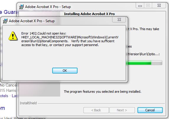 Solved Adobe Acrobat X Installation Error 1402 Adobe Support Community 8469868