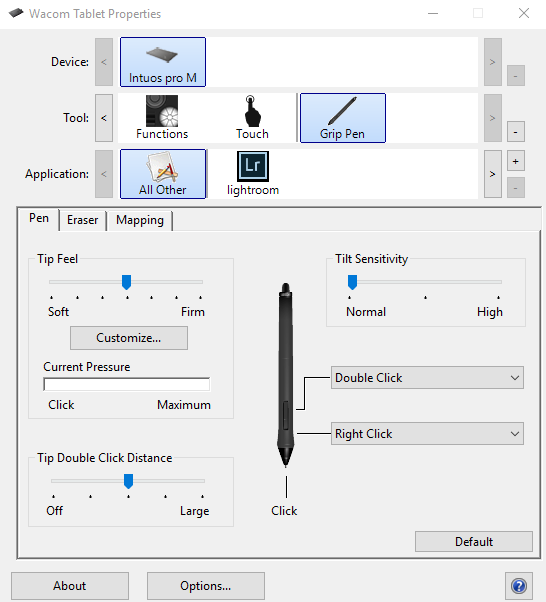 wacom intuos pro driver not responding pressure not working