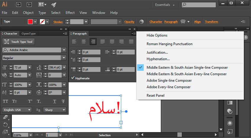 how to change text direction in illustrator cc2015