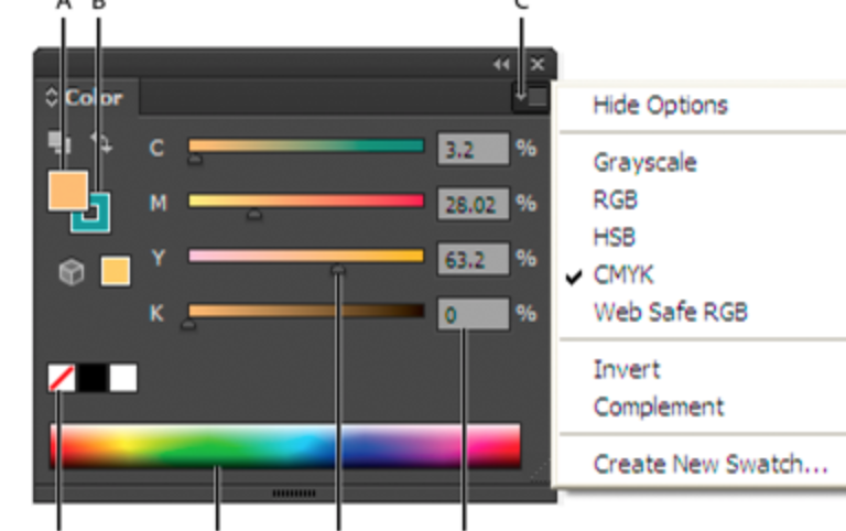 How I display the CMYK Color Sliders? - Adobe Support Community 8668037