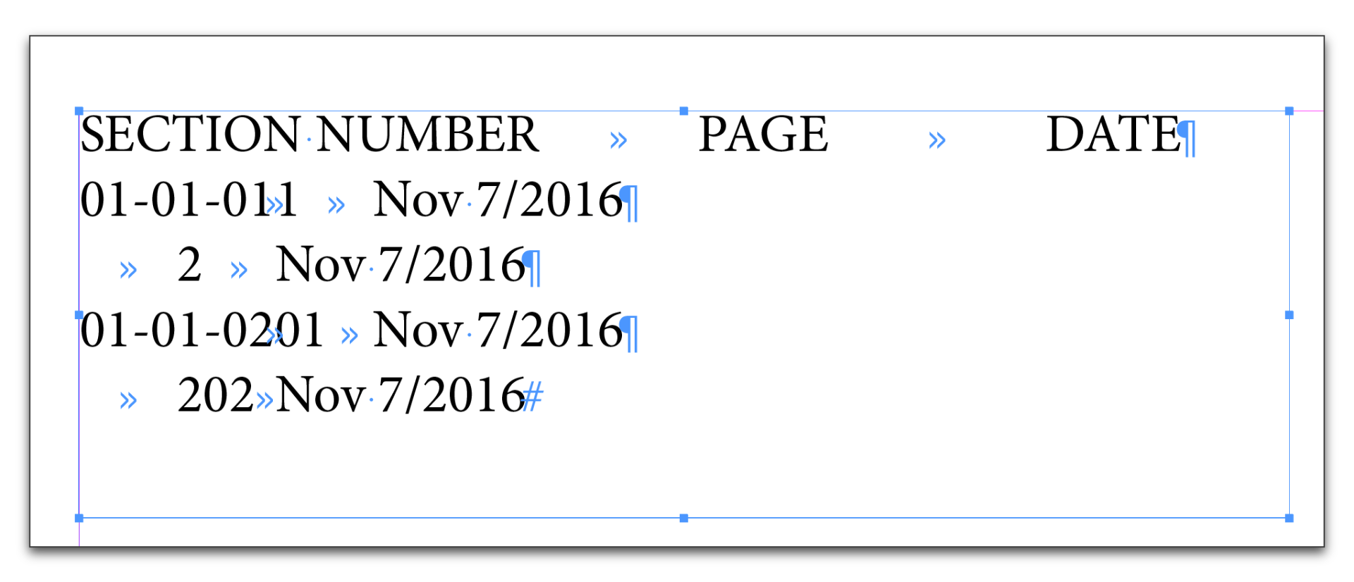 microsoft word table of contents formatting align