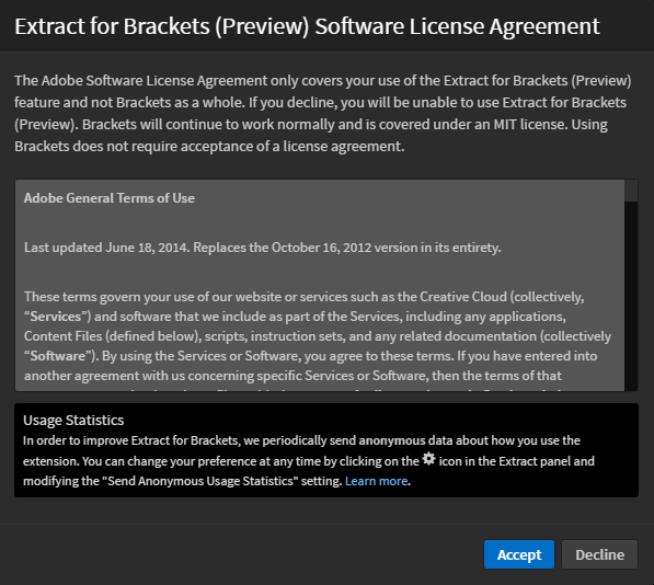 Solved Extract For Brackets Preview License Adobe Support Community