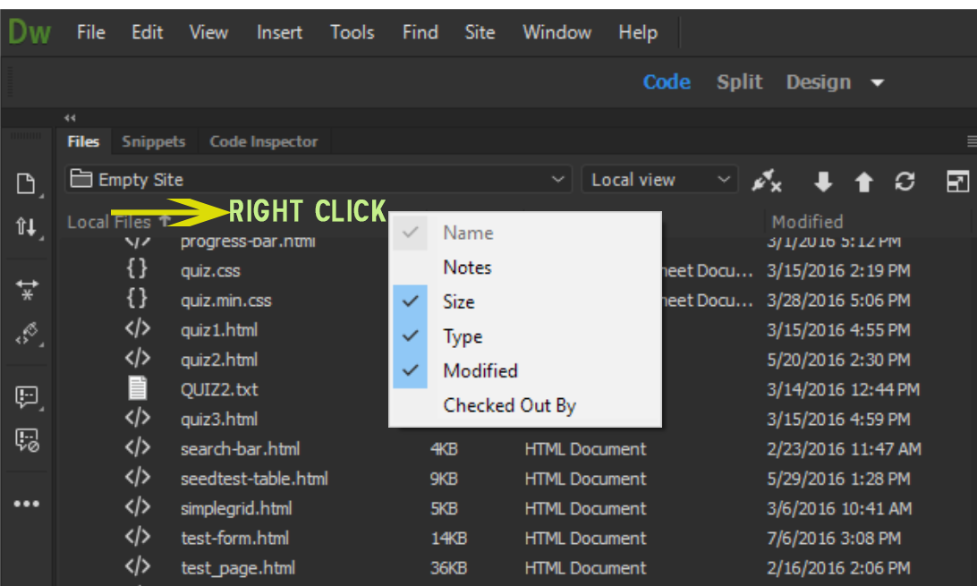 Solved Modified Tab In Files Panel Dreamweaver Cc 17 Adobe Support Community