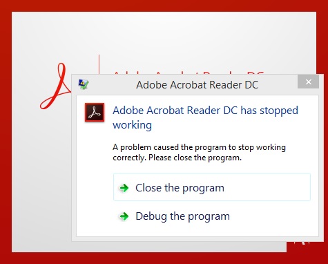 adobe acrobat dc has stopped working