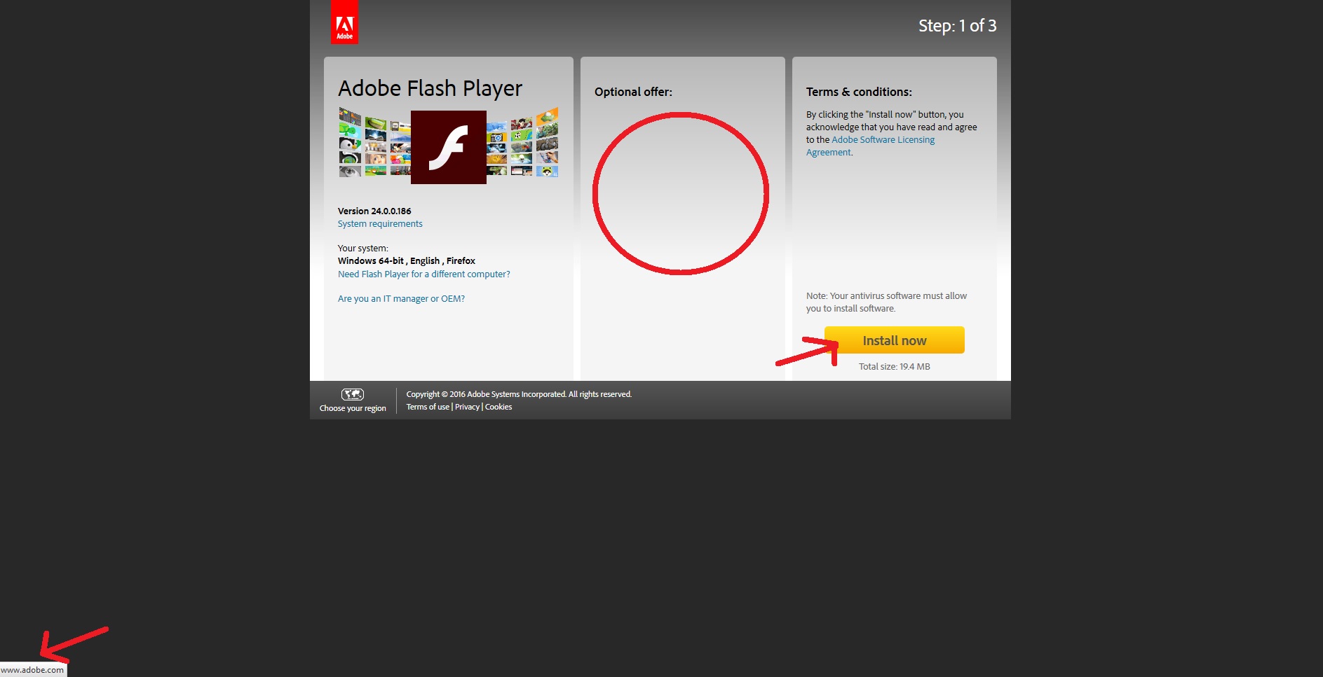 cant download adobe flash update