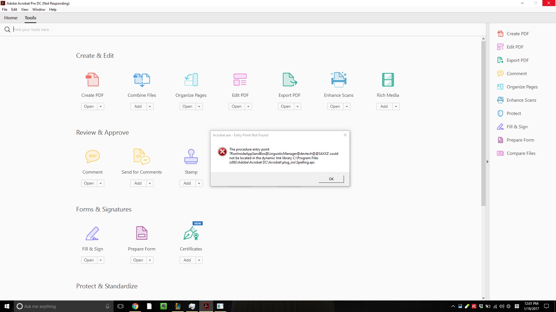 adobe acrobat pro 2017 update failure