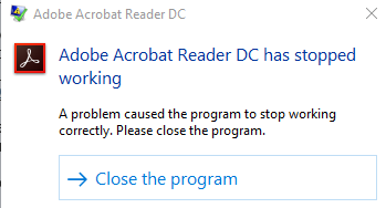 error caused by adobe acrobat reader update