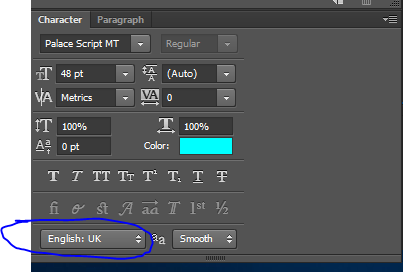 how to change language in photoshop spell check