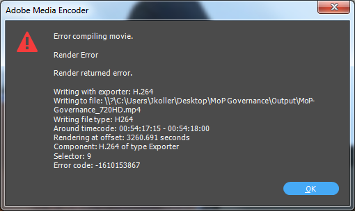 Error Compiling Movie Render Error Error Code Adobe Support Community