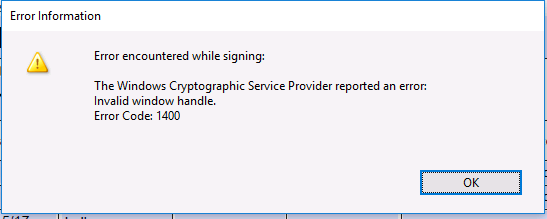 Windows Cryptographic Service Error 1400 In Adobe ... - Adobe Support ...