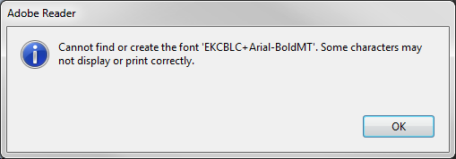 Font 'AABCCE+Arial-BoldMT'. Some Characters May No... - Adobe Community ...