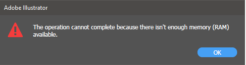 not enough memory to open adobe illustrator