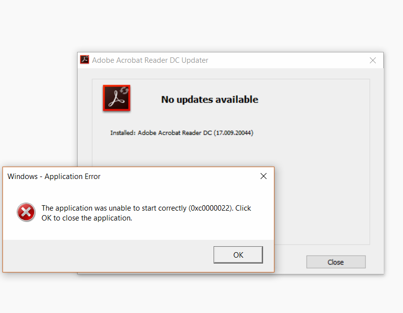 Solved Application Unable To Start Correctly 0xc0000022 Adobe