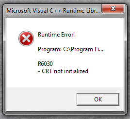 r6030 crt not initialized windows 7 fix