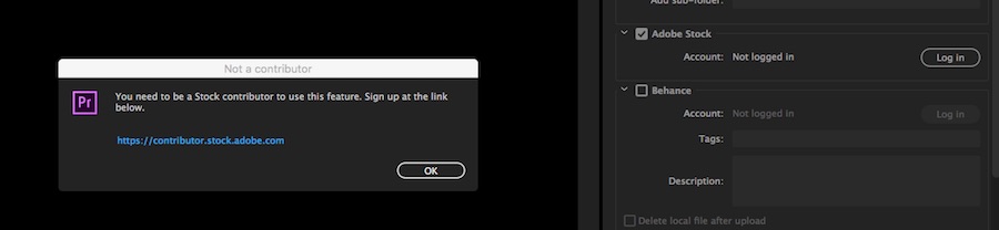 Solved Can T Log In As A Stock Contributor From Premiere Adobe Support Community