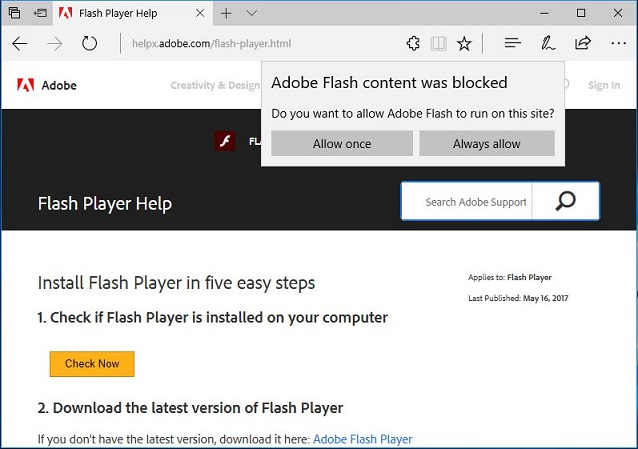 adobe flash player blocked chrome extension