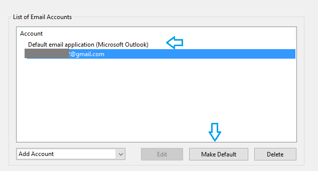 set aol as default email windows 10