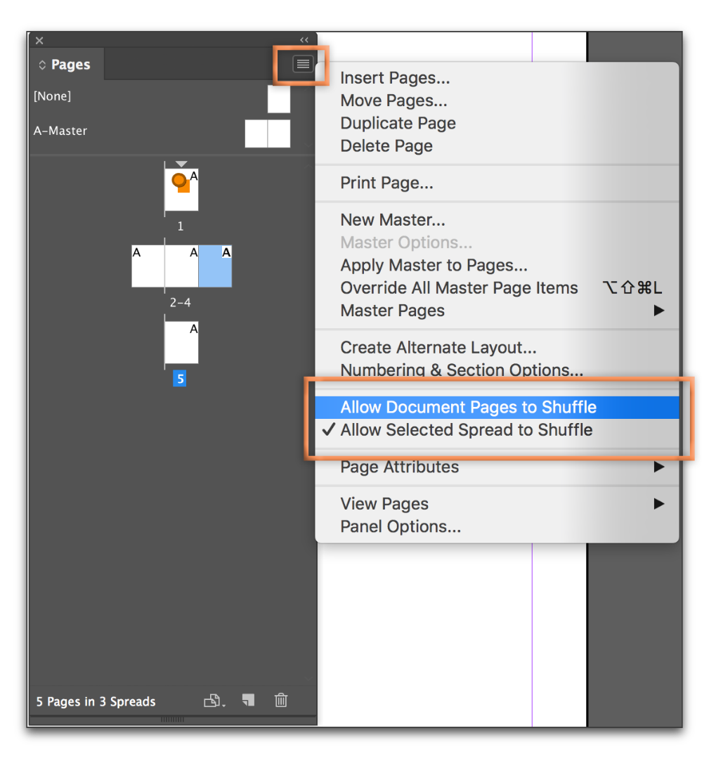 page shuffle indesign