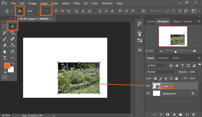 photoshop resize layer