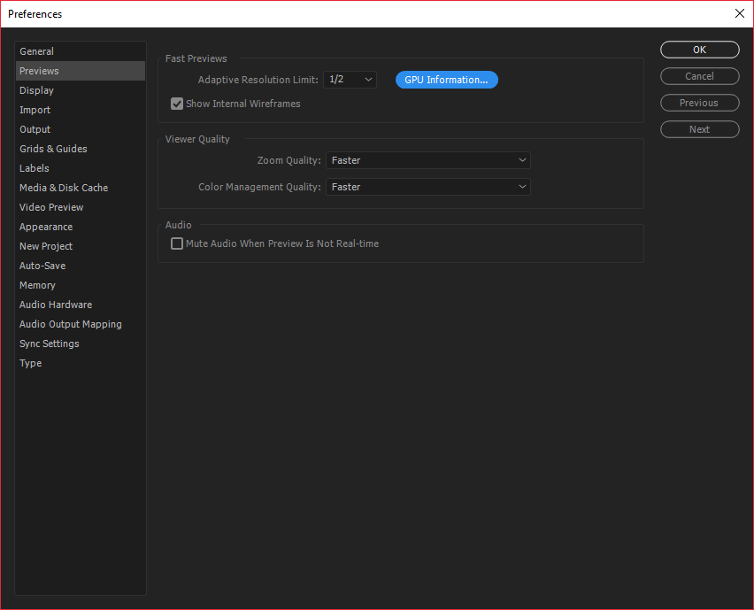 hovedpine Kvittering Manifest Best Previews settings for Adaptive resolution lim... - Adobe Support  Community - 9249534