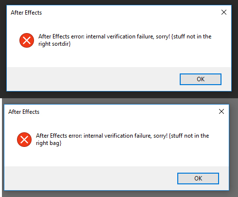 After effects error internal verification failure sorry что делать