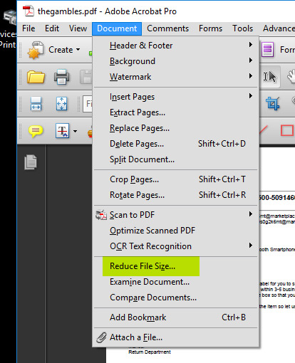 lower the file size of a pdf in adobe reader x for mac