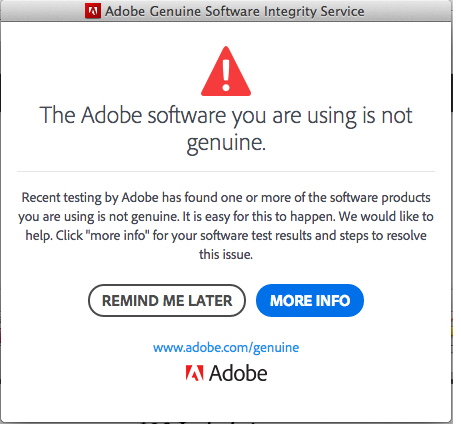 Non-genuine adobe software mac disable windows 10