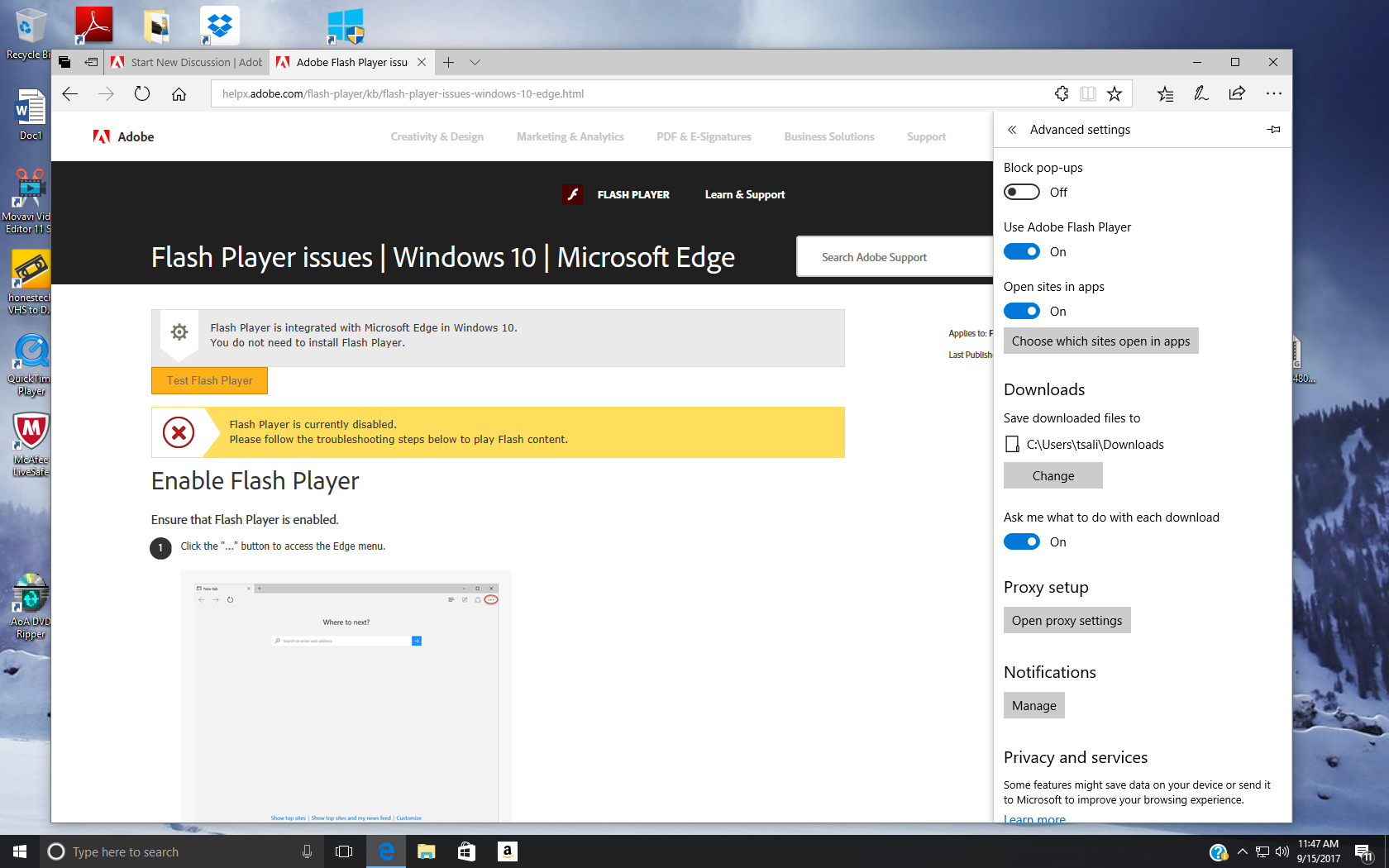 microsoft edge not working without adobe flash