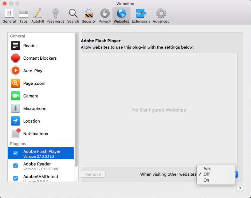 flash player for mac os x 10.12