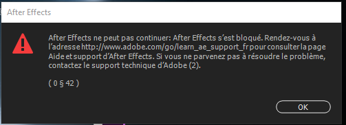 Re Erreur Au Demarrage De After Effect Adobe Support Community