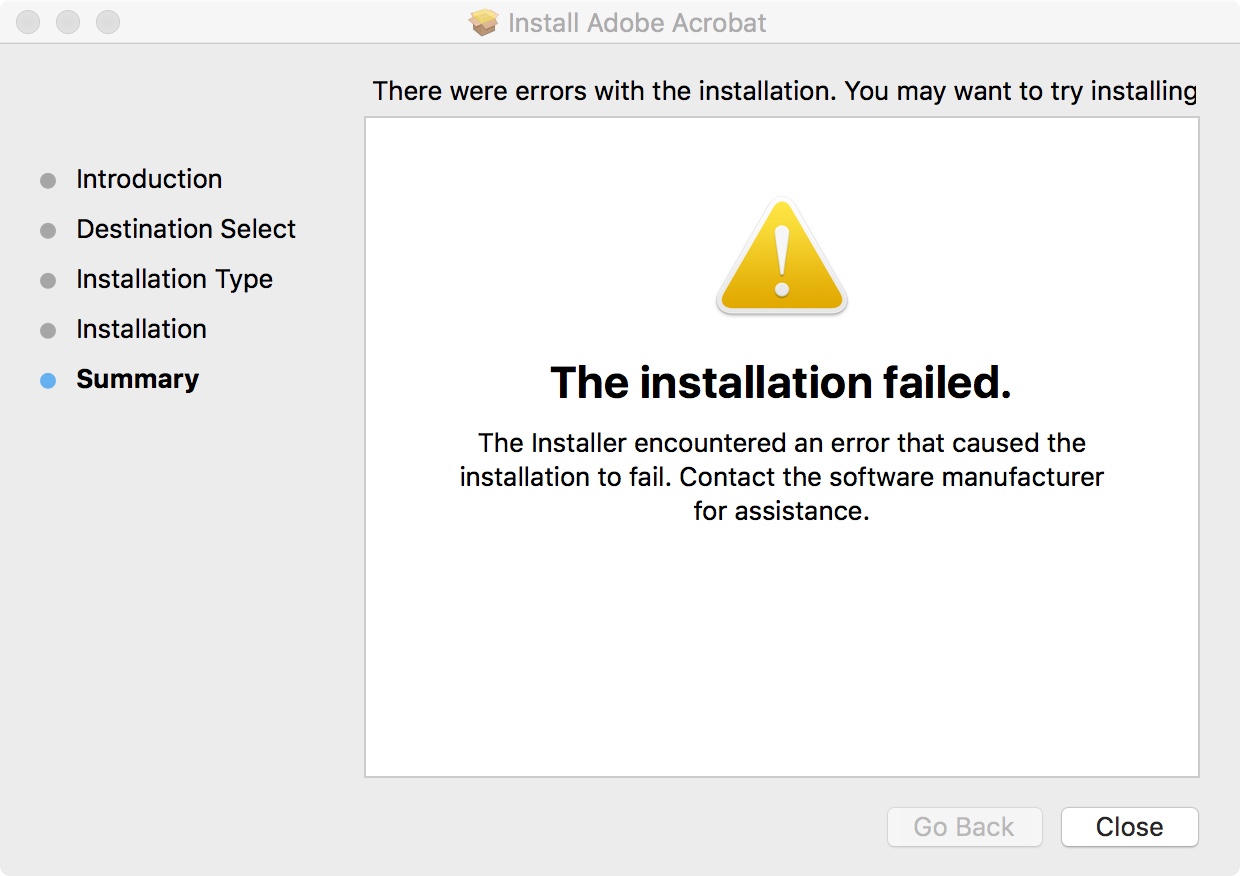 your installation encountered error adobe cs6