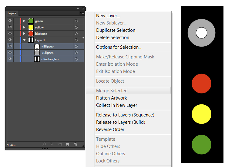 Merge layers illustrator