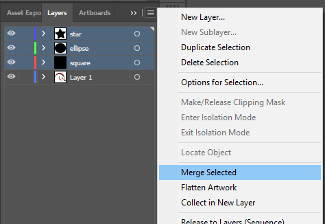 Merge layers illustrator