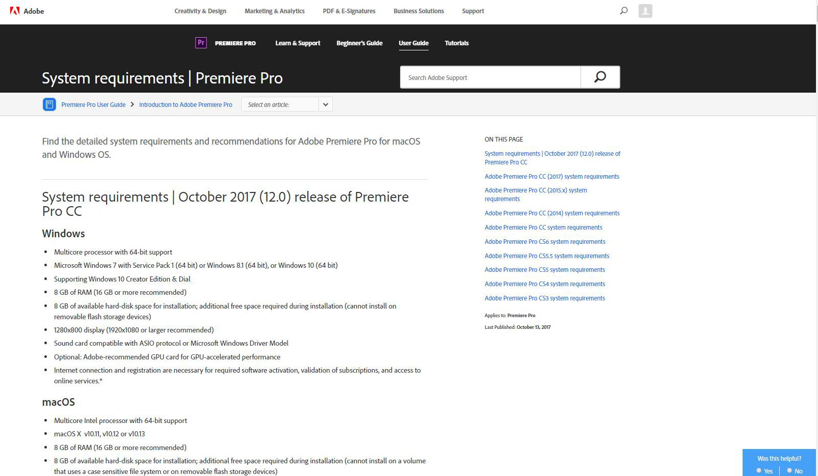 adobe premiere pro 2023 system requirements