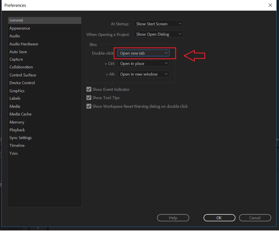 adobe premiere pro cc 2014 bin settings windows 10