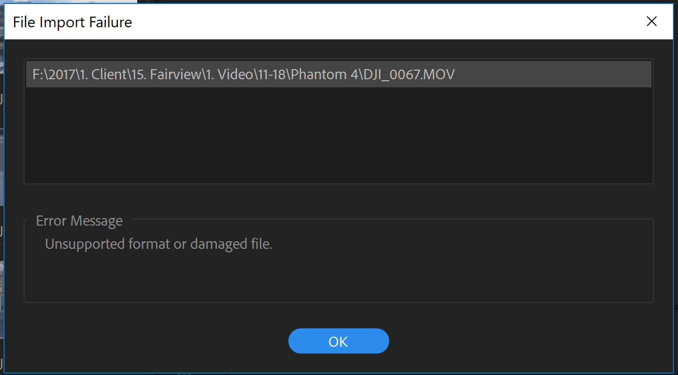Первая премьера ошибка. Mkv Premiere Pro. Unsupported Audio format. Импортировать в mp4. Adobe Premiere Pro ошибка импорта файла.