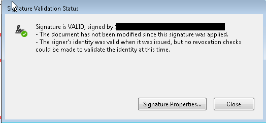 adobe validate signature not working