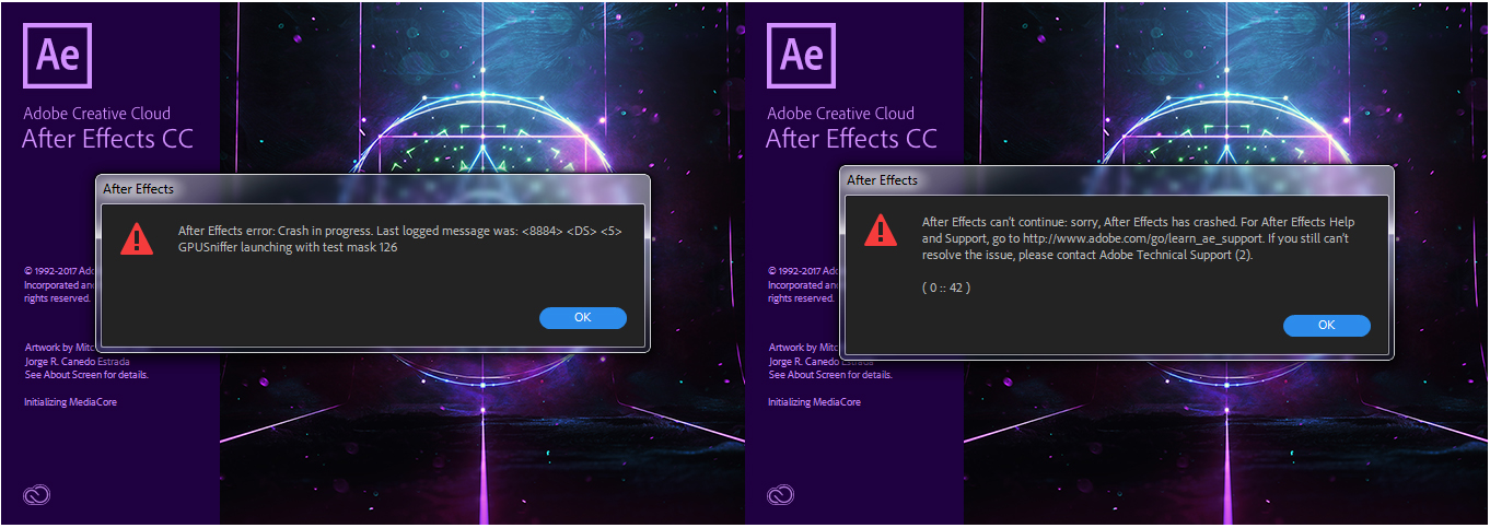 adobe after effects cc 2018 crashes open gl