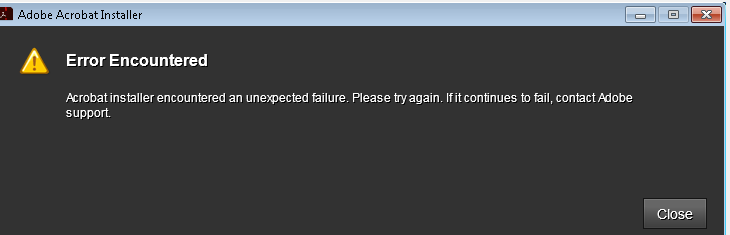 adobe acrobat pro dc installer encountered an unexpected download issue