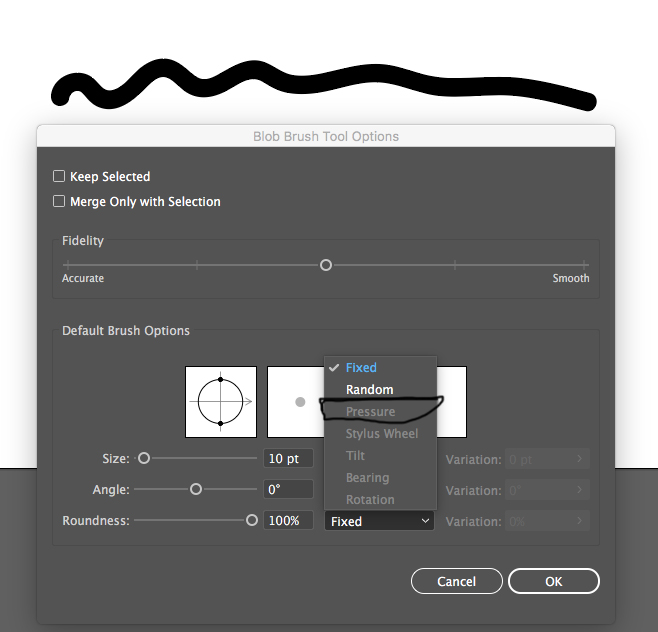 enable pressure sensitivity in illustrator inklet