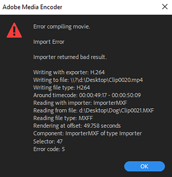 Solved: Export Error " Error Comiling Movie" - Adobe Community - 9794876