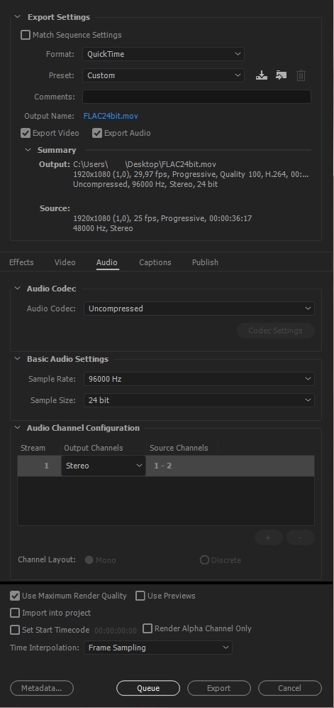 best quality for adobe premiere with go pro