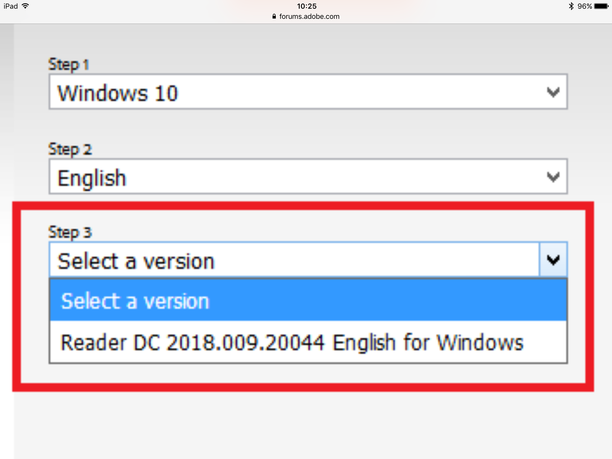 Unable to download older versions of Adobe Reader Adobe