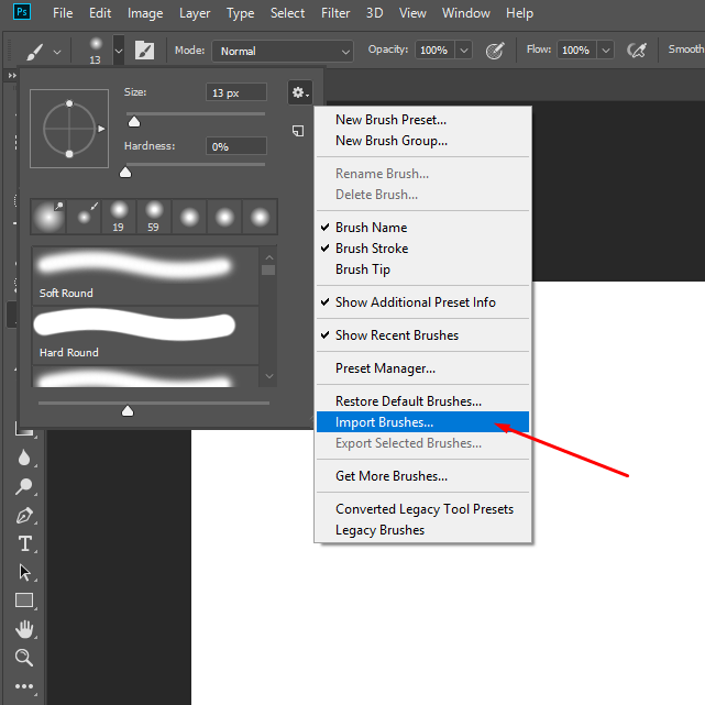 how to import brushes in photoshop