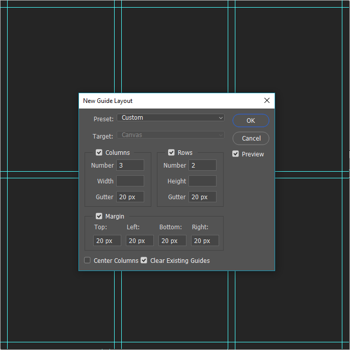 workflow - How to quickly and easily create a grid with Adobe Photoshop? -  Graphic Design Stack Exchange