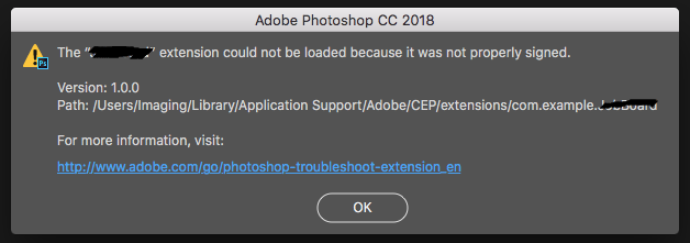 The " " Extension Could Not Be Load... - Adobe Community - 9775399