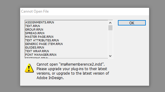 adobe indesign cs4 is missing required files