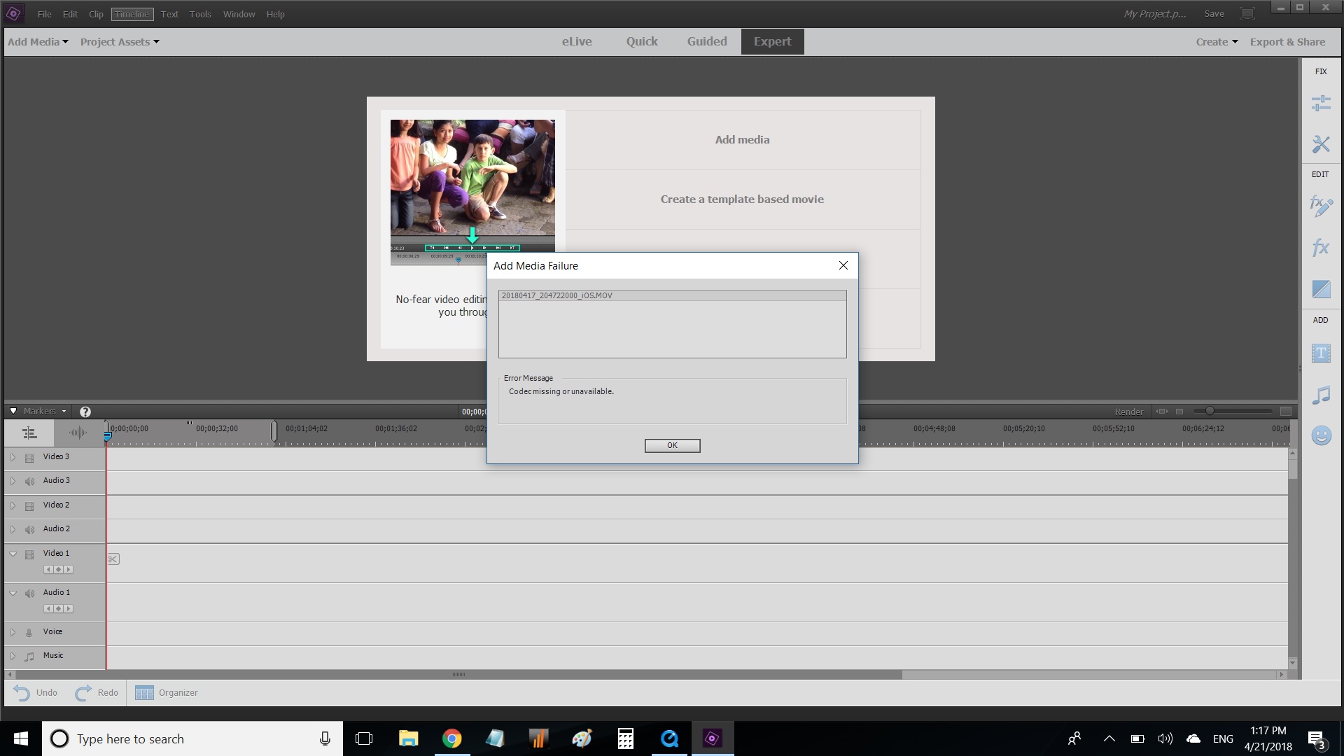 adobe premiere elements codec missing or unavailable