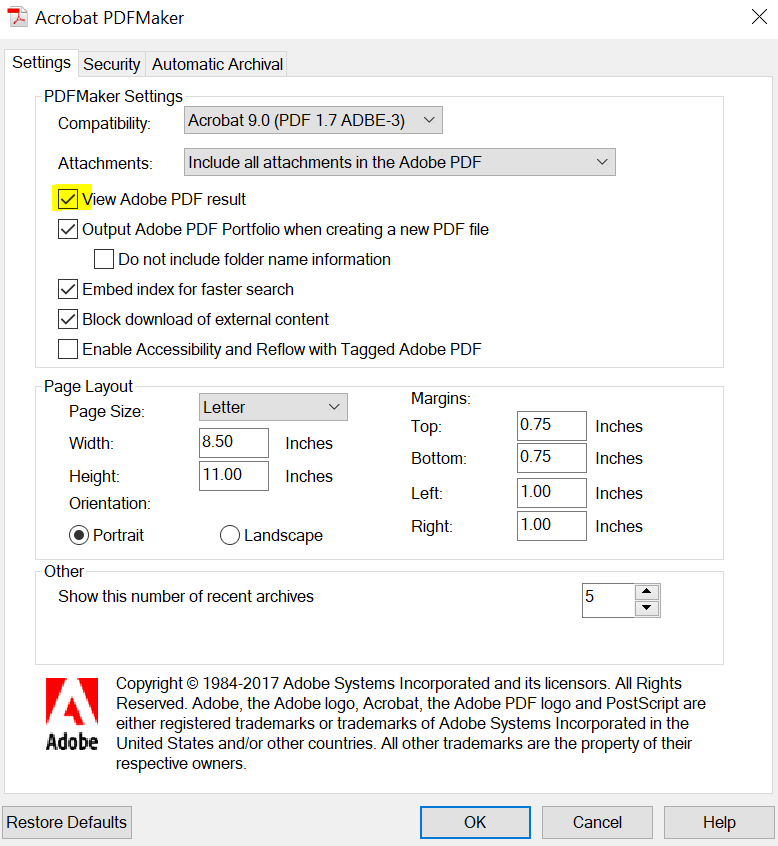 Solved View Result Checkbox In Adobe Acrobat Pdfmaker Add Adobe Support Community